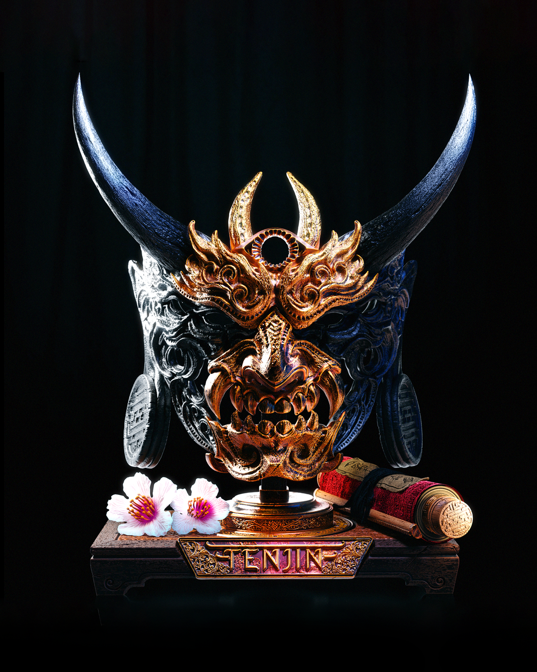 Display Stand For Tenjin's Life-Sized Mask