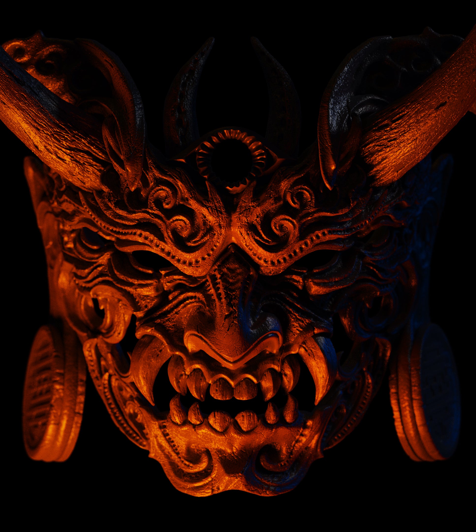 Corrupted Tenjin - Life-sized Wearable Mask – Black Forge Games